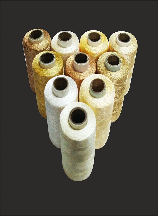 Zoohi Silk Thread 10 Color Cream and Beige Set for Jewellery-Tassel Making- Embroidery-Crafts, Shiny Soft 900 MTR Thread spools. Pack of 10 Pcs - Image 3